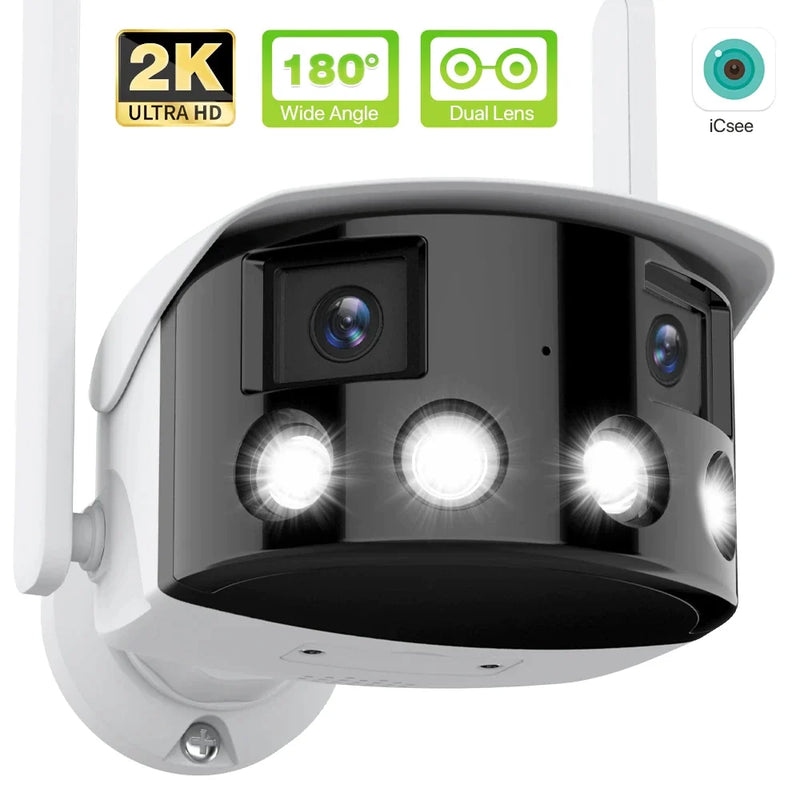 180° Панорамна WiFi камера с 2 обектива 3MP, нощно виждане, IP66