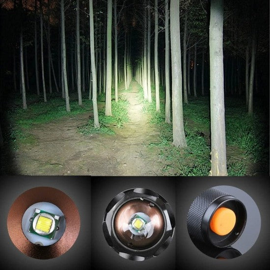Мощен акумулаторен фенер с CREE LED диод 2500W ZOOM T6