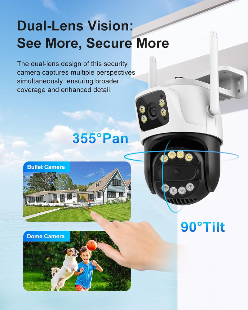 WiFi охранителна камера 3MP с 2 обектива, PTZ, нощно виждане