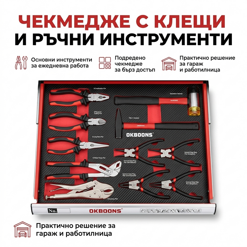 Шкаф с инструменти OKBOONS – 193 части 7 чекмеджета