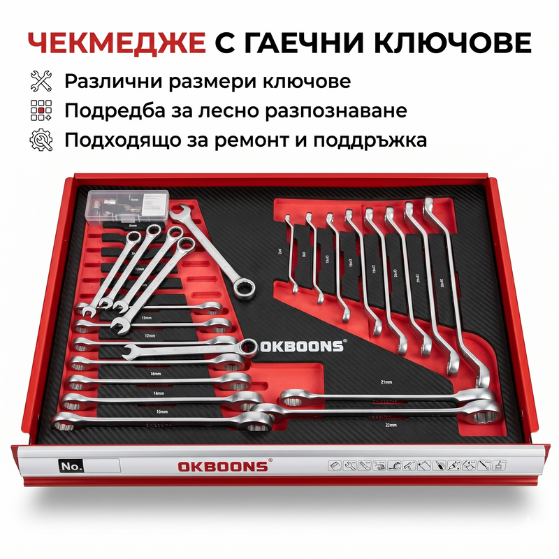 Шкаф с инструменти OKBOONS – 193 части 7 чекмеджета