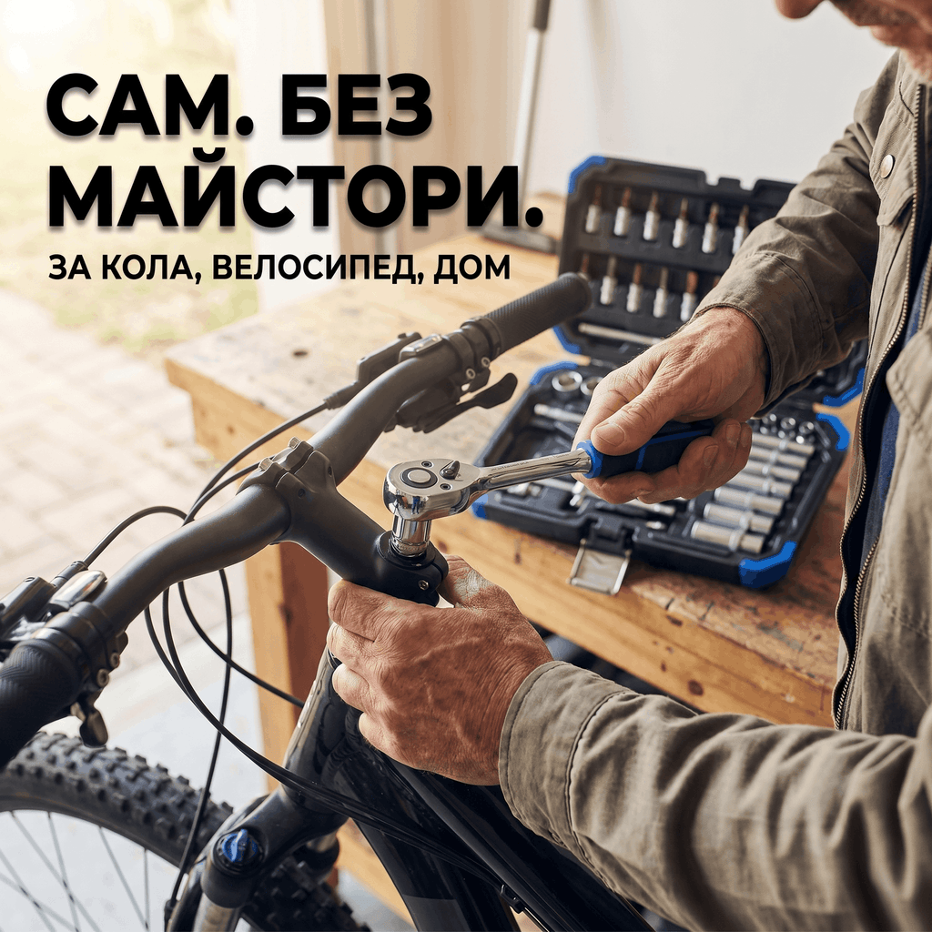 Гедоре комплект 53 части 1/4" Chrome Vanadium с тресщотка и битове