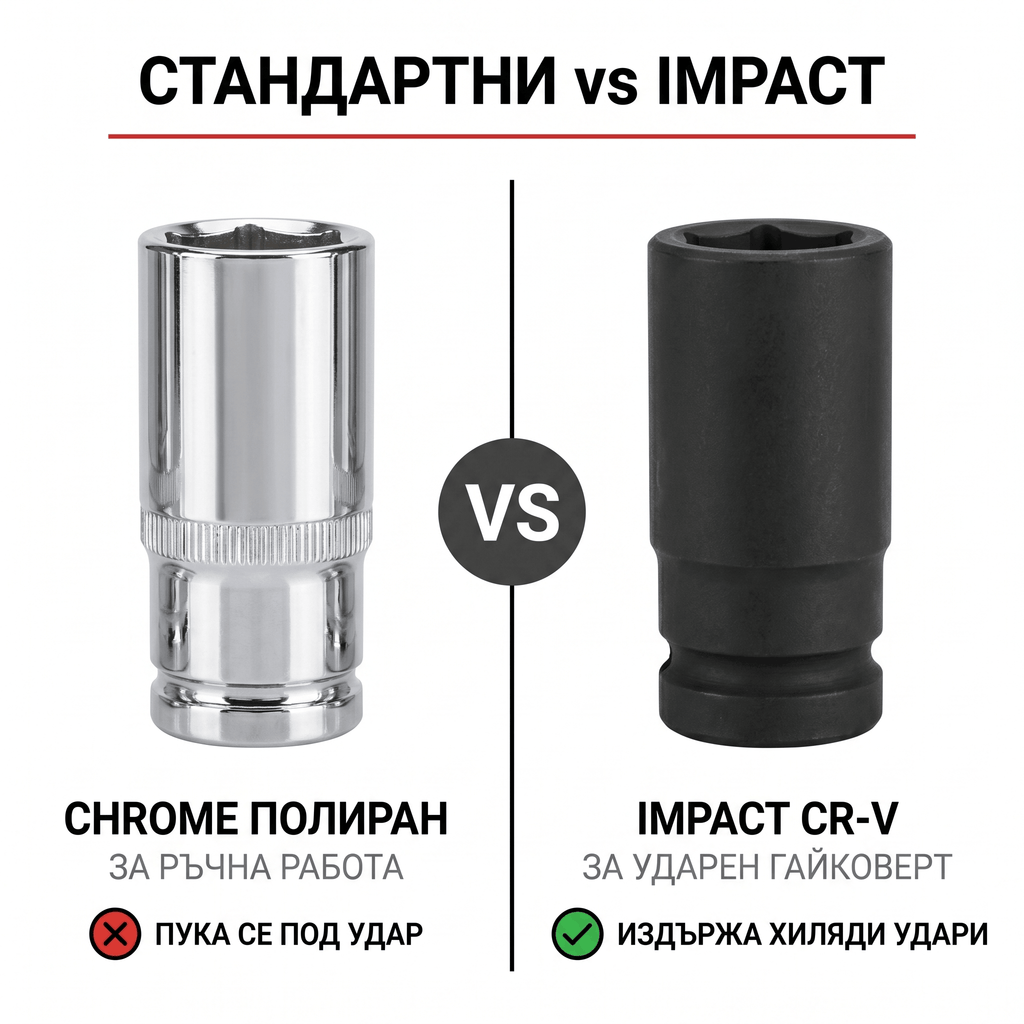 Impact гедоре комплект 1/2" 35 части OKBOONS HX-80035, метален куфар