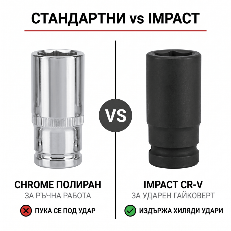 Impact гедоре комплект 1/2" 35 части OKBOONS HX-80035, метален куфар