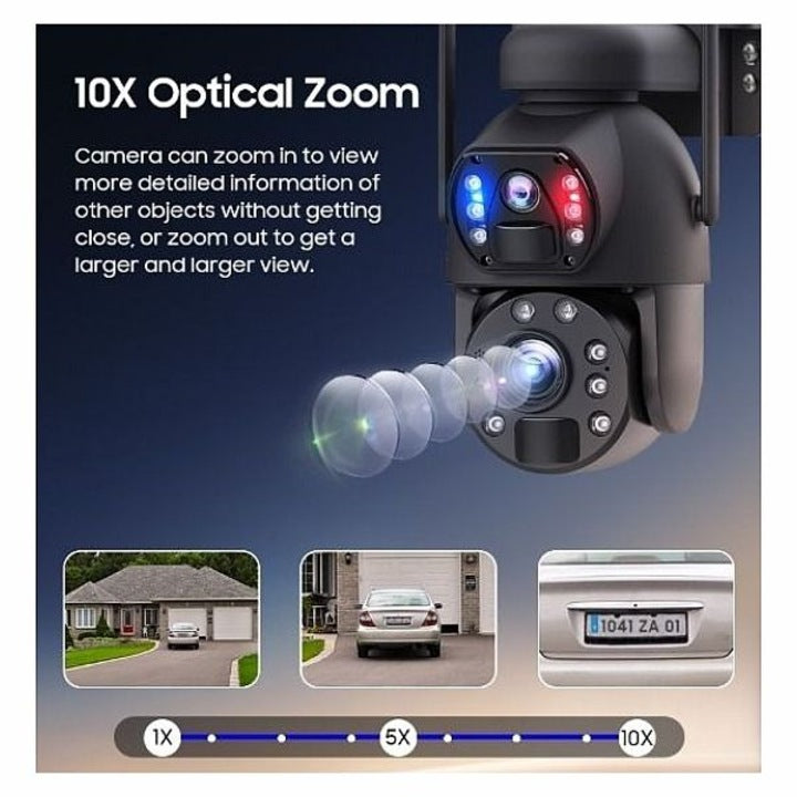 Соларна камера 6MP с 2 обектива, 4G SIM, RGB сирена, 8 LED, IP66