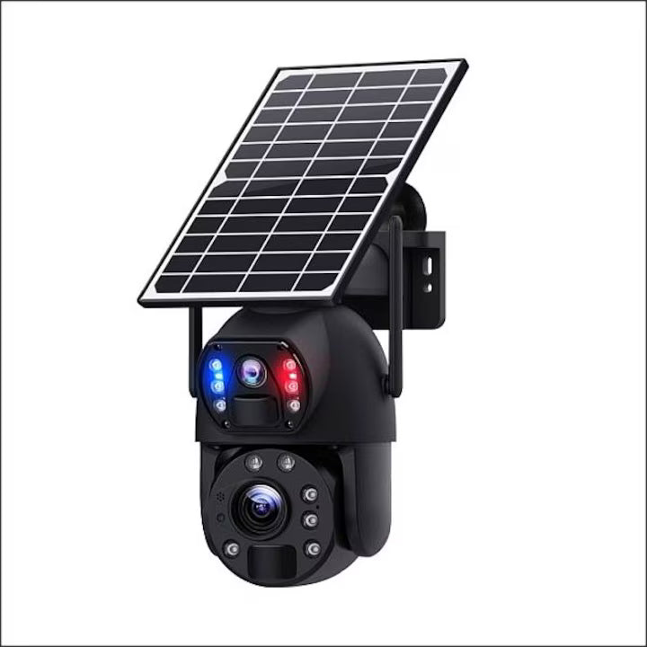 Соларна камера 6MP с 2 обектива, 4G SIM, RGB сирена, 8 LED, IP66